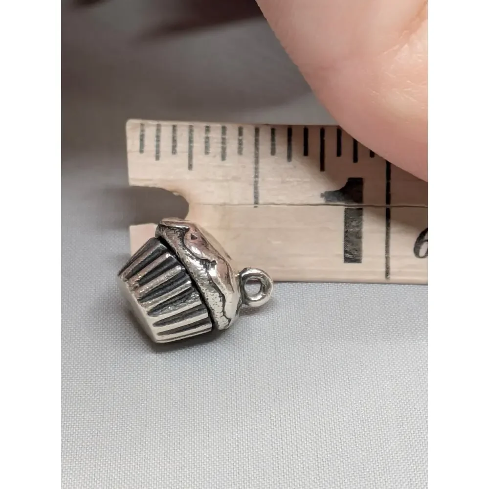 James Avery 925 Sterling Silver 3D Cupcake Charm Retired